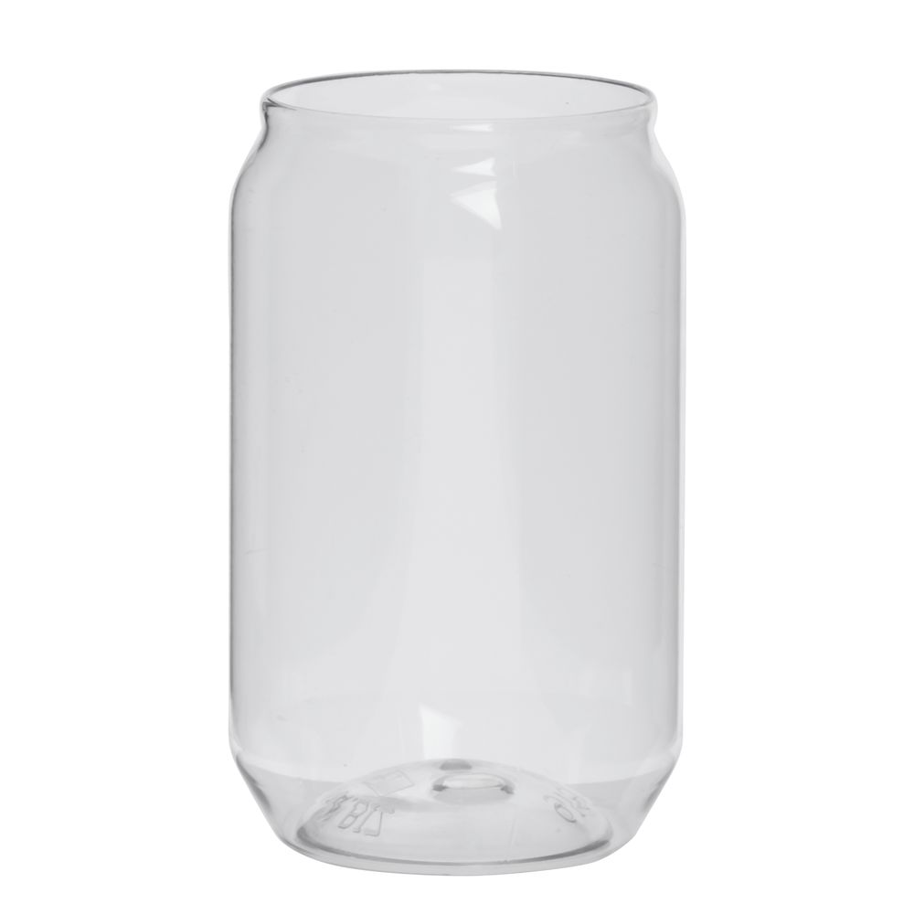 Clear 355 mL PET can body with an open top